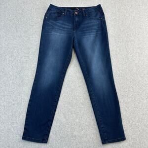 1822 Denim Jeans WMNS 12 Blue Dark Wash Mid Rise Slim Straight Modern Minimalist